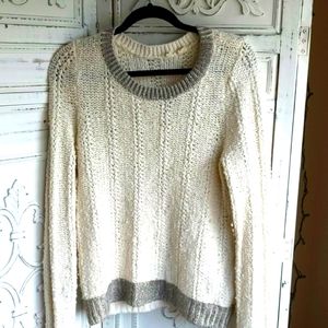 Anthropologie Moth Silver and Cream Knit Sweater